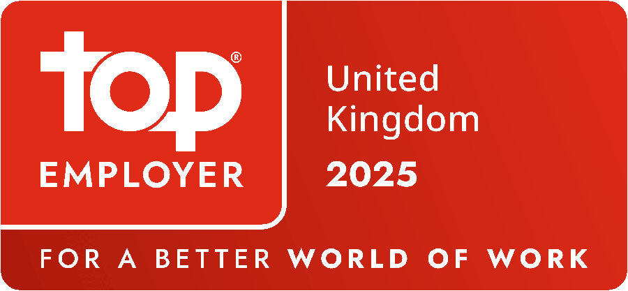 Viatris Top Employer 2024 and 2023 certification logos for UK and, showcasing excellence in people practices and workplace culture